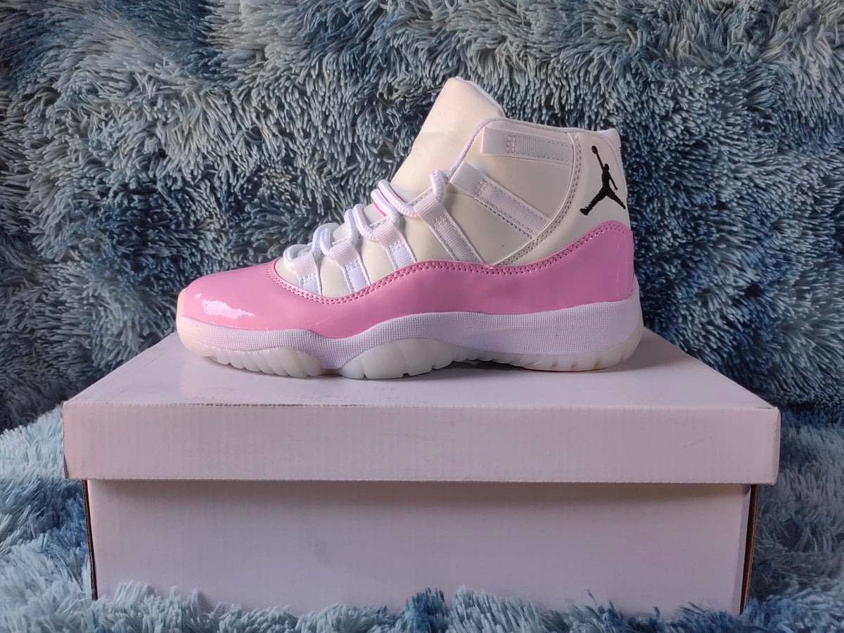 Jordan 11 Retro Pink and White High-Top Sneakers