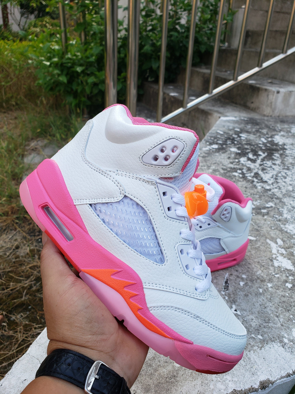 Jordan 5 Retro White Peach Pink Sneakers