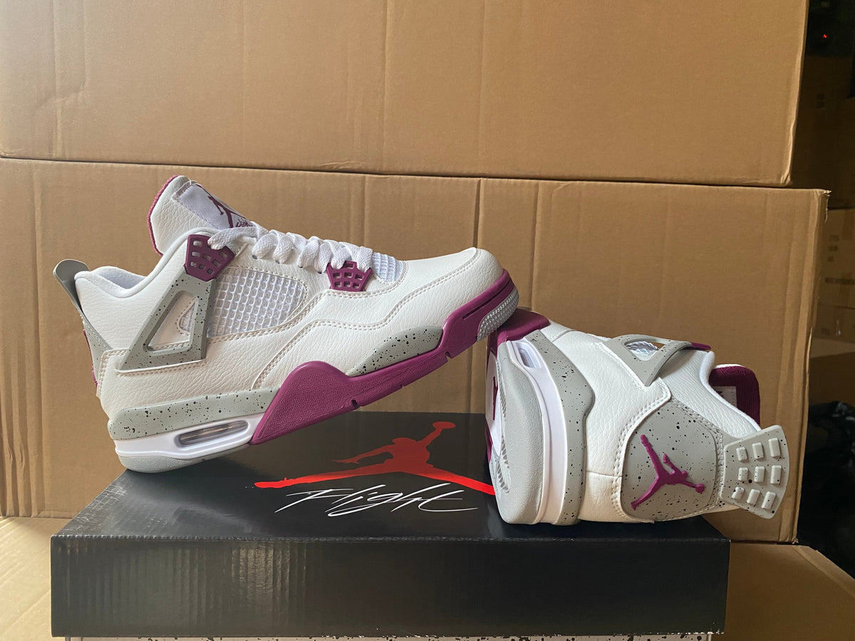 Jordan 4 Retro Sneakers in White and Burgundy