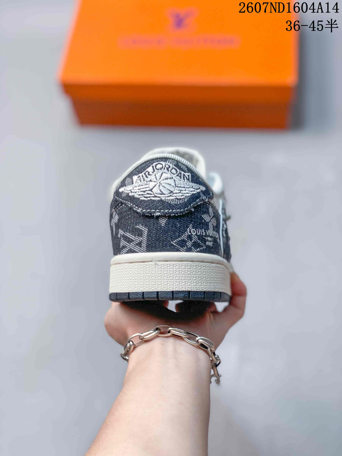 Nike SB Dunk Low LV-Inspired Low-Top Sneakers in White and Grey