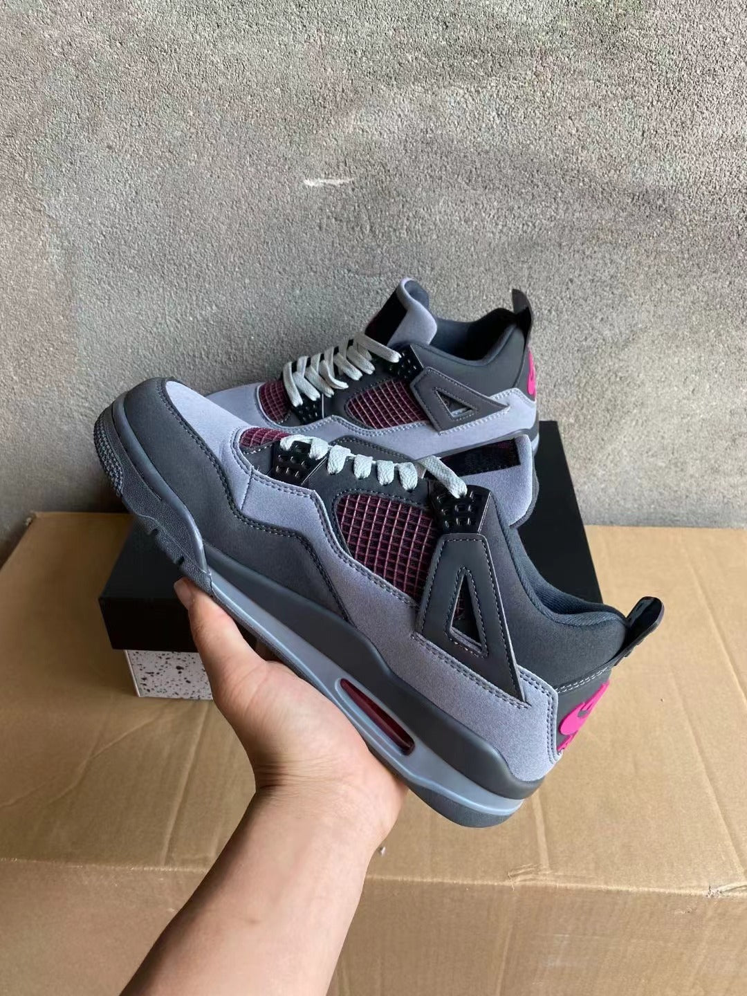 Air Jordan 4 Gray and Pink Sneakers