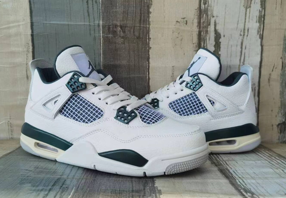 Jordan 4 White and Dark Green Sneakers