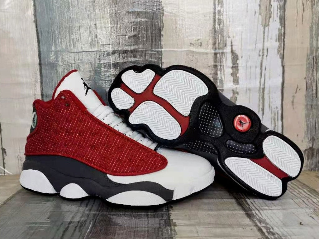Jordan 13 White, Grey and Red Men's Sneakers