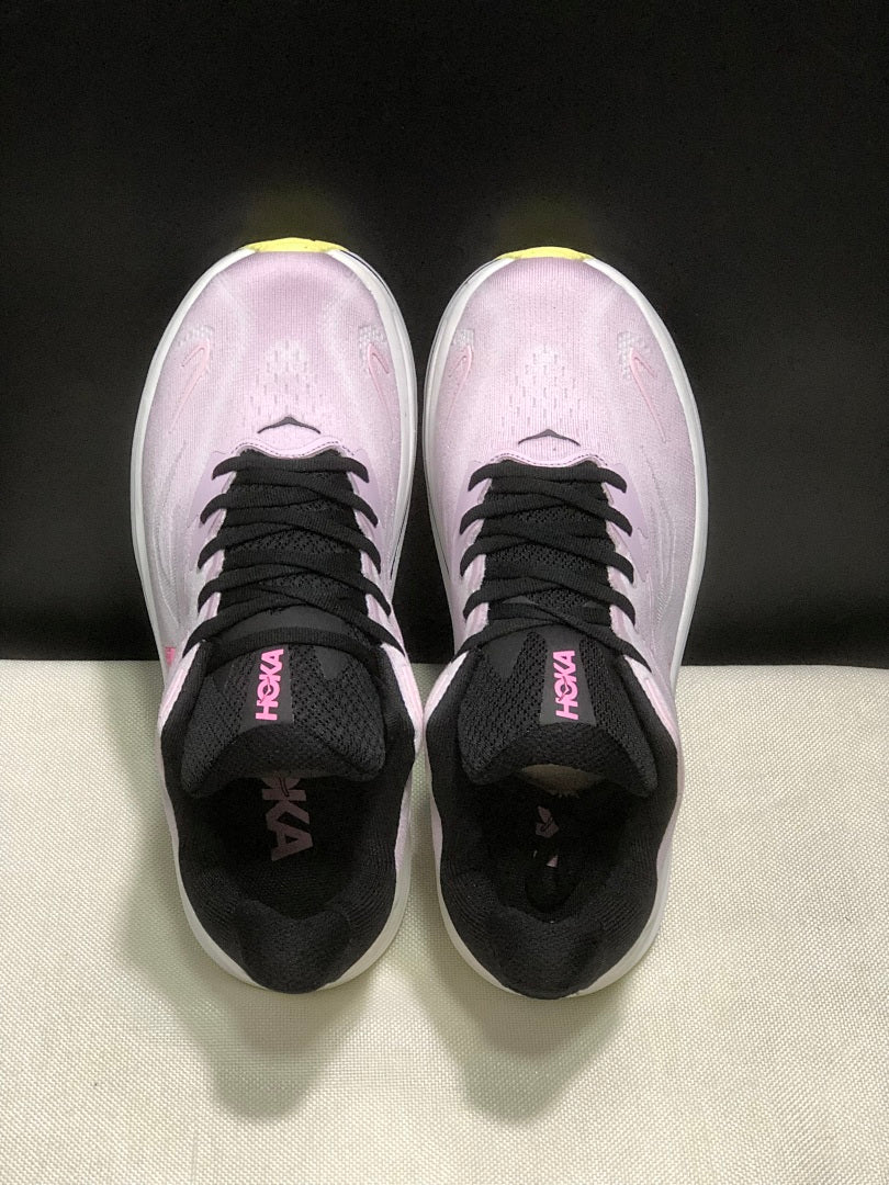 HOKA Clifton 10 Running Shoes in Pink and White