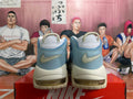 Nike Air More Uptempo Sneakers in Off-White and Blue