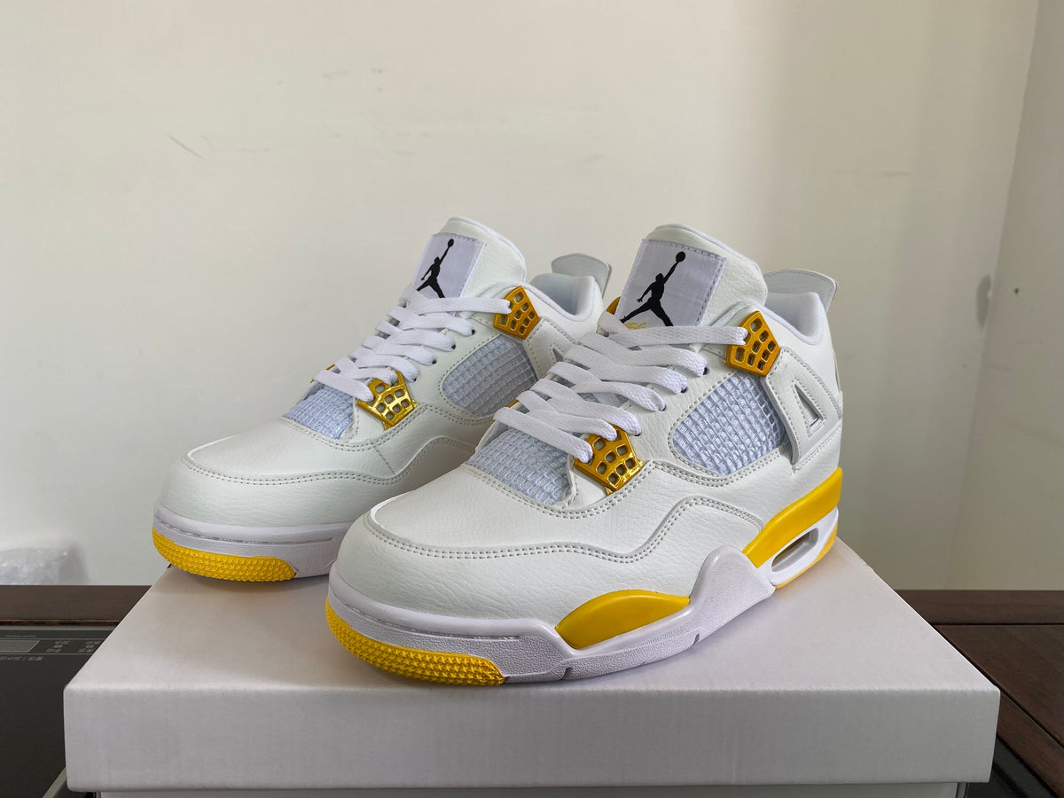 Jordan 4 Retro Sneakers in White, Purple, Brown and Yellow