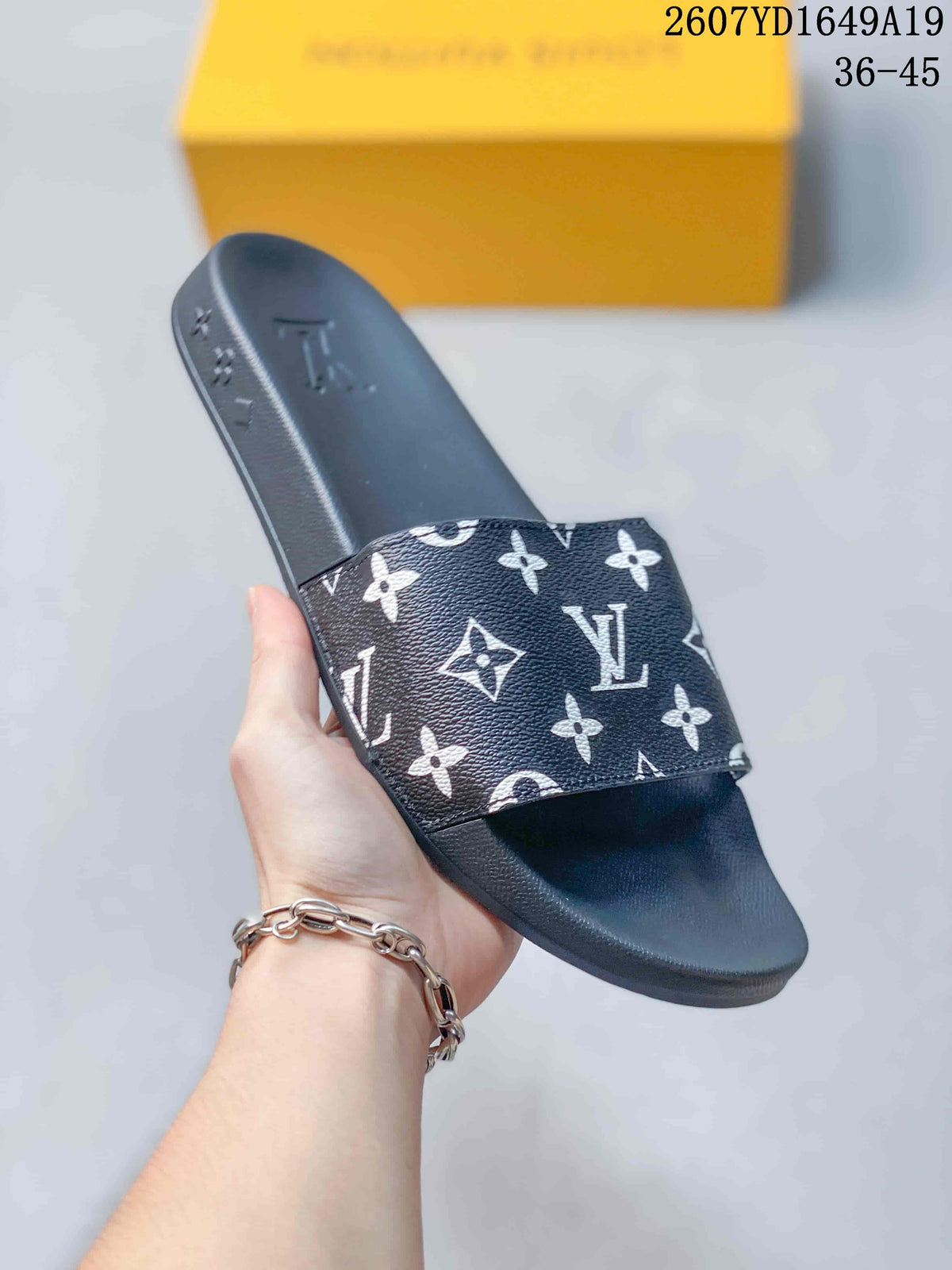 Louis Vuitton Monogram Platform Slide Sandals Black 2607YD1649A19