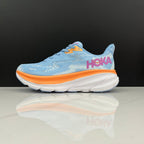 HOKA Clifton 9 Blue and Orange Running Shoes