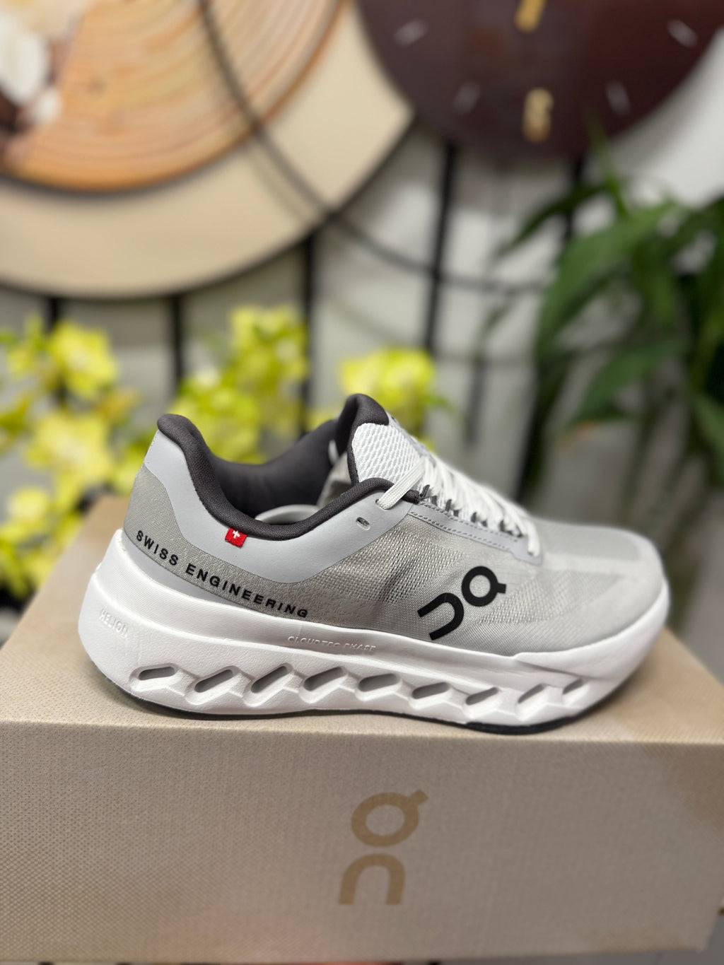 On Cloudsurfer Running Shoes in Silver and White