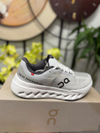 On Cloudsurfer Running Shoes in Silver and White