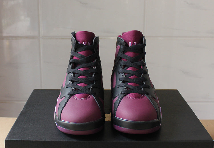 Air Jordan 7 Mulberry Black and Burgundy High-Top Sneakers