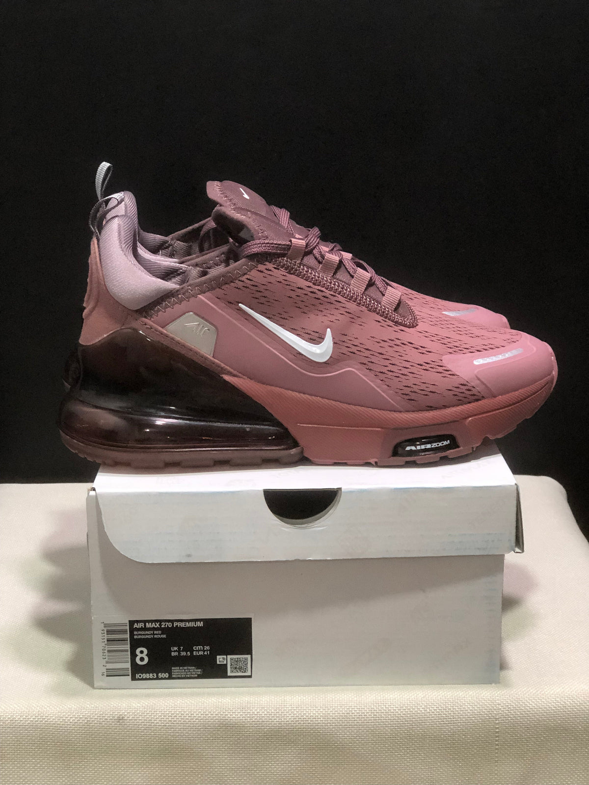 Nike Air Max 270 Premium Burgundy Rose Sneakers