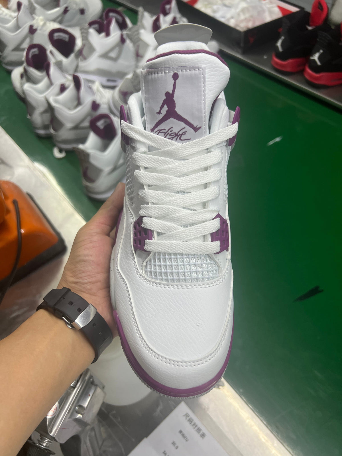 Jordan 4 Retro Sneakers in White and Burgundy