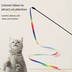 Double-Sided Rainbow Ribbon Wand Cat Toy