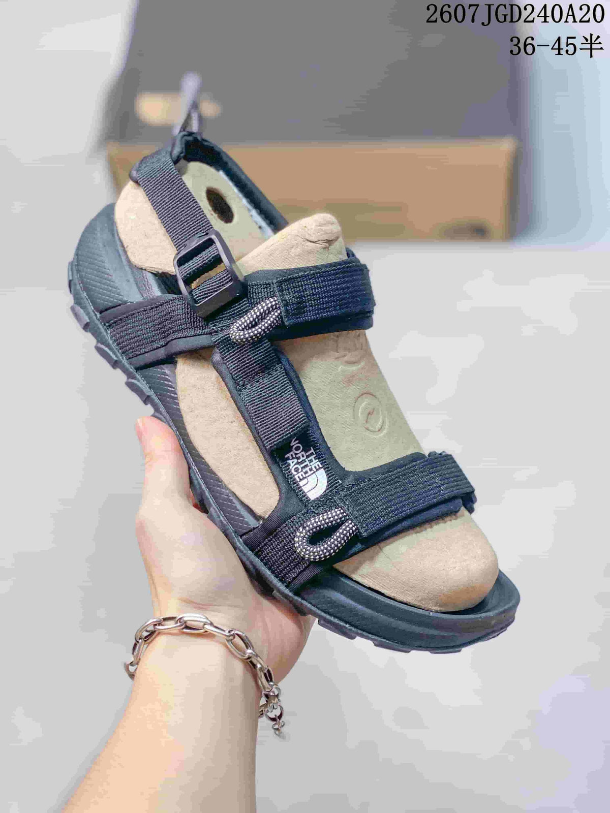 The North Face Explore Camp Black and Tan Sandals JGD240A20