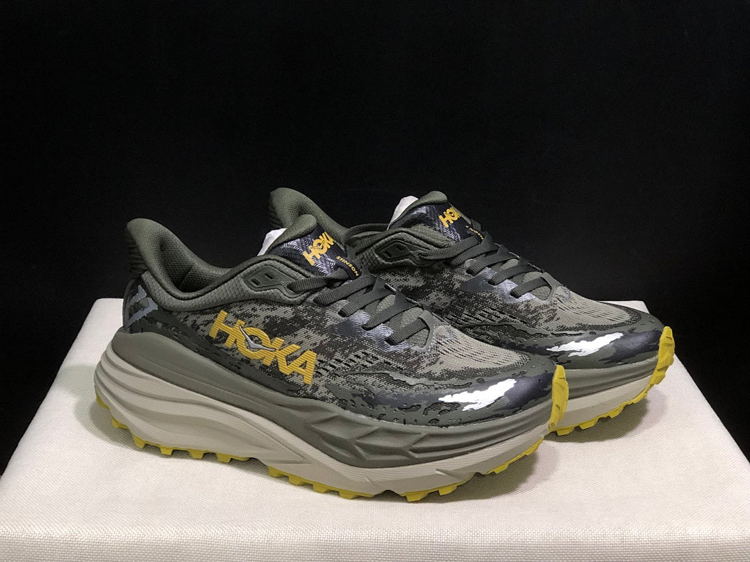 HOKA Stinson 7 Trail Running Shoes, Gray and Yellow