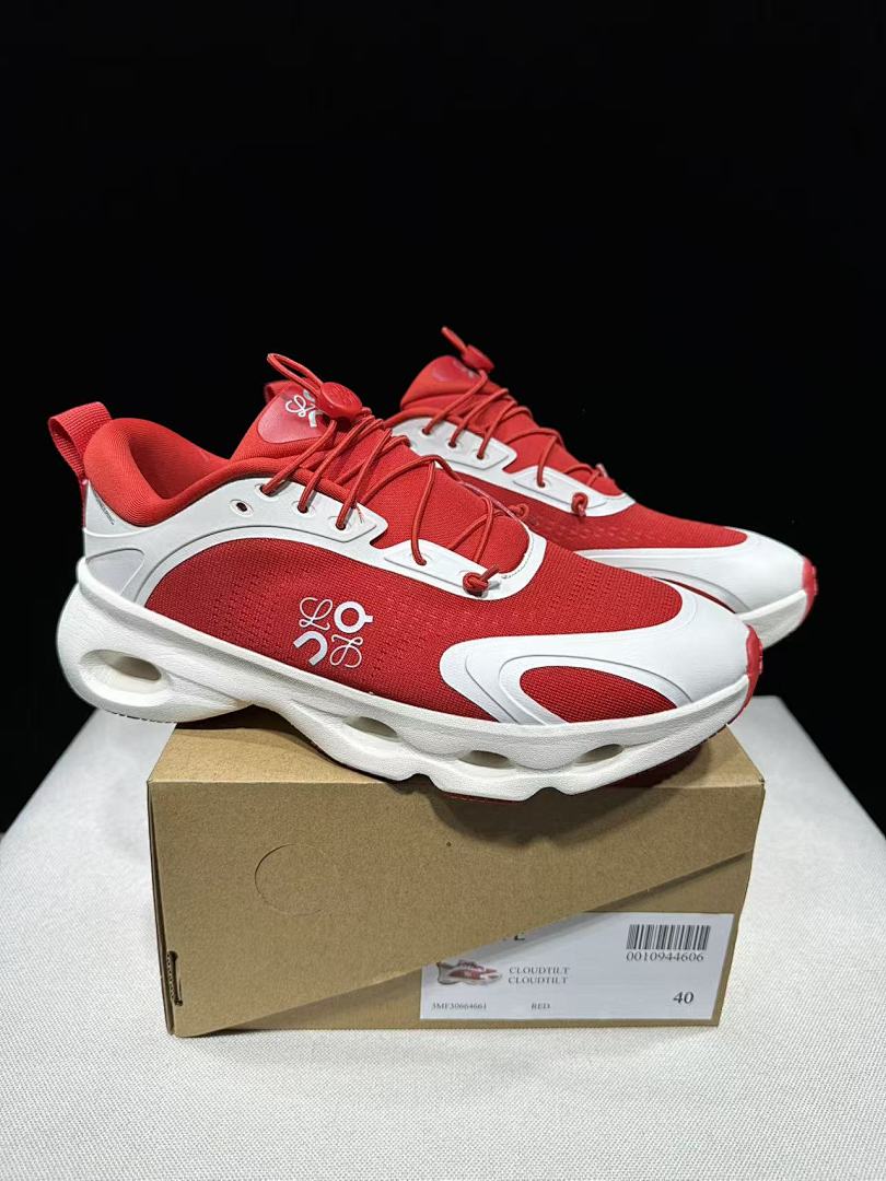 On x Loewe Cloudventure 3.0 Red and White Sneakers