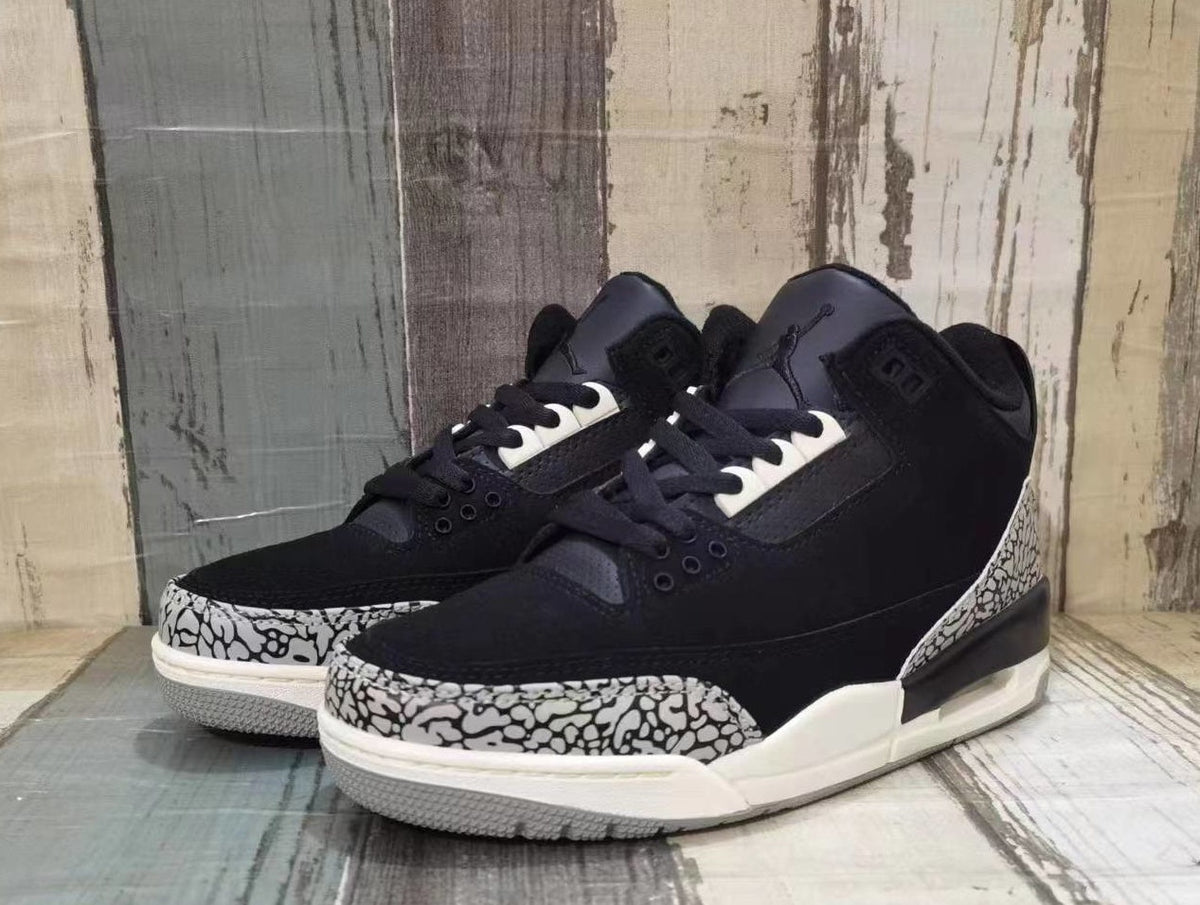 Jordan 3 Black and Sail Low-Top Sneakers