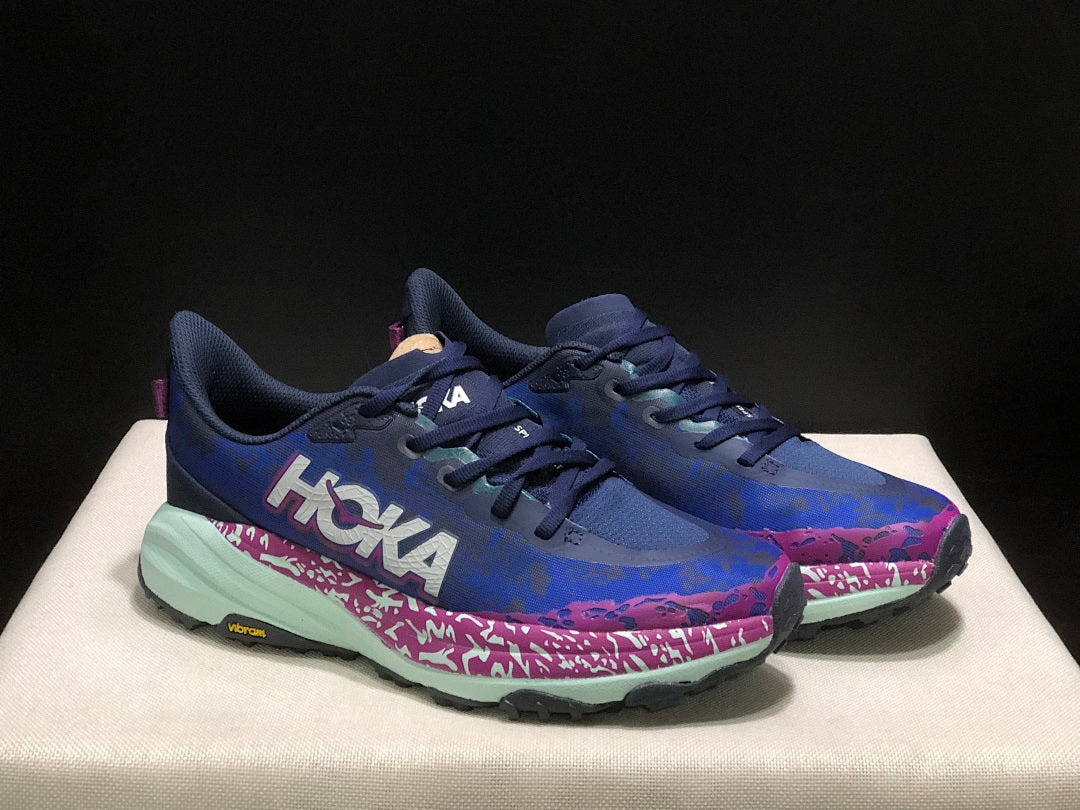 HOKA Speedgoat 6 Trail Running Shoes, Blue and Pink