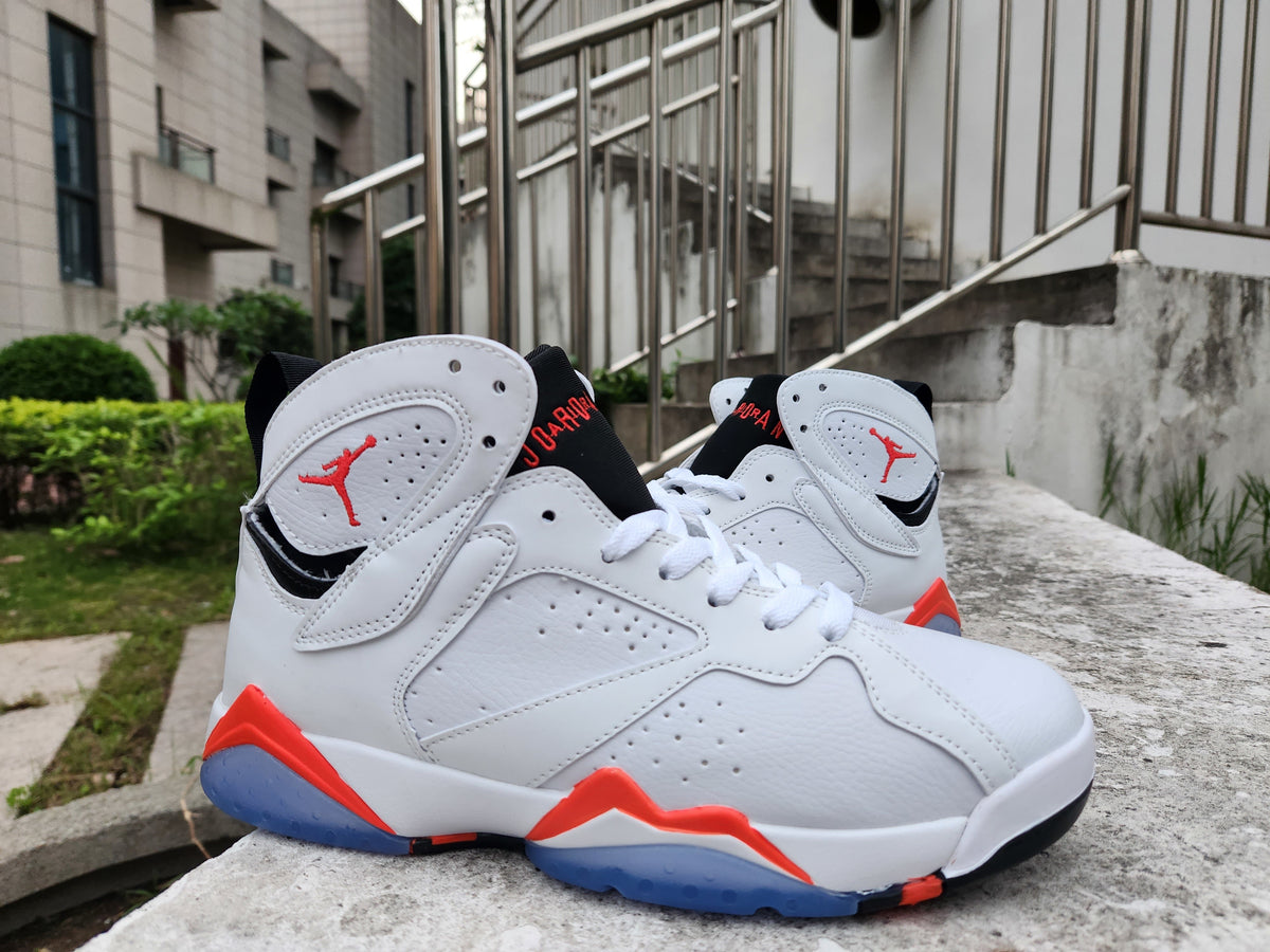 Jordan 7 White and Red High-Top Sneakers