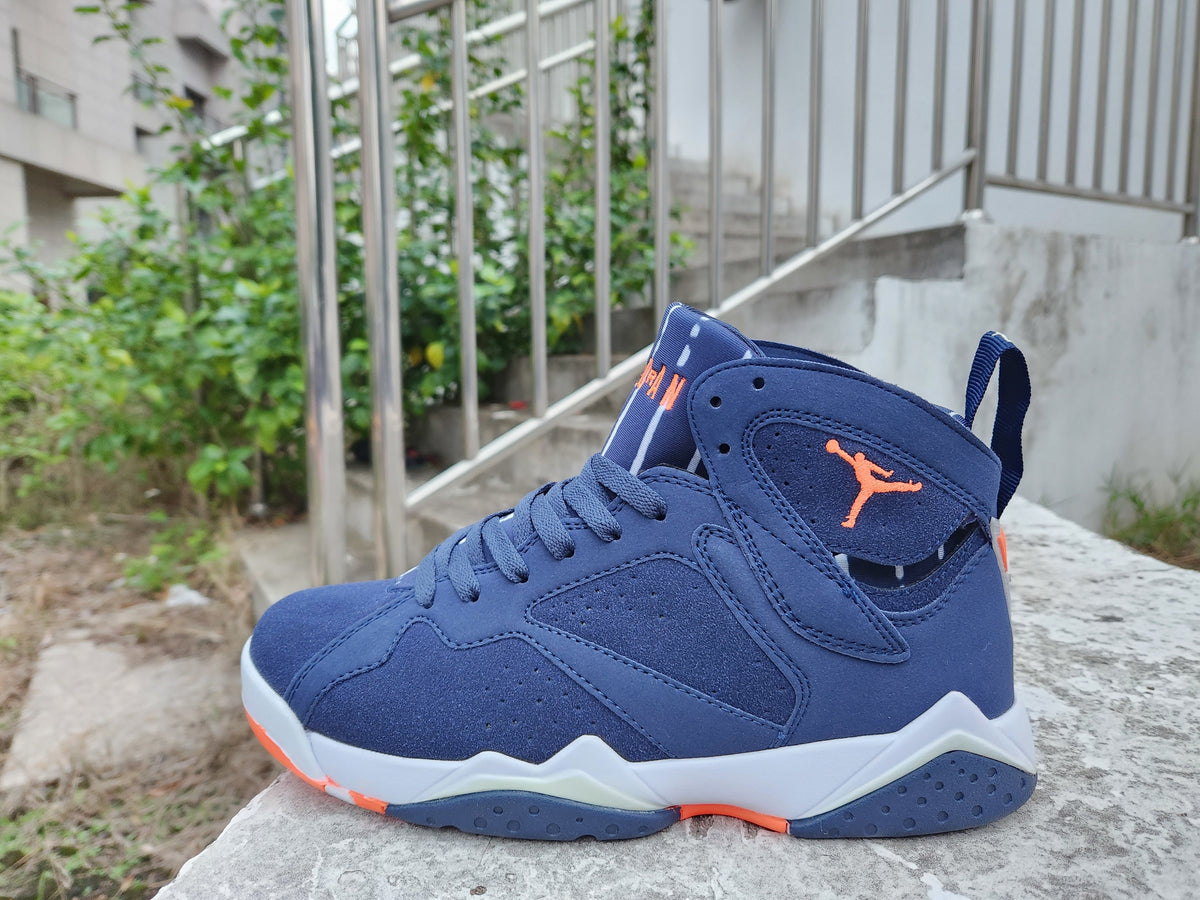 Jordan 7 Men's High-Top Sneakers in Navy and Orange