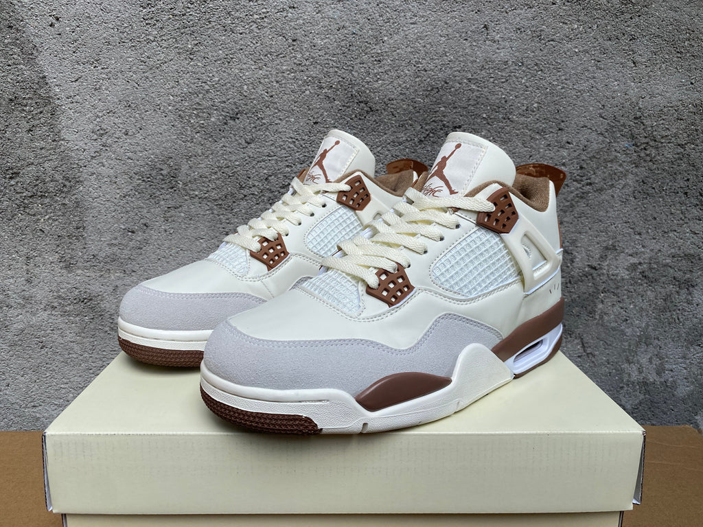 Jordan 4 Retro Sneakers in White, Purple, Brown and Yellow