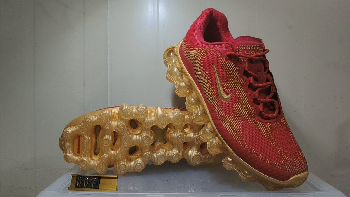 Nike Air Liquid Max Red and Gold Sneakers