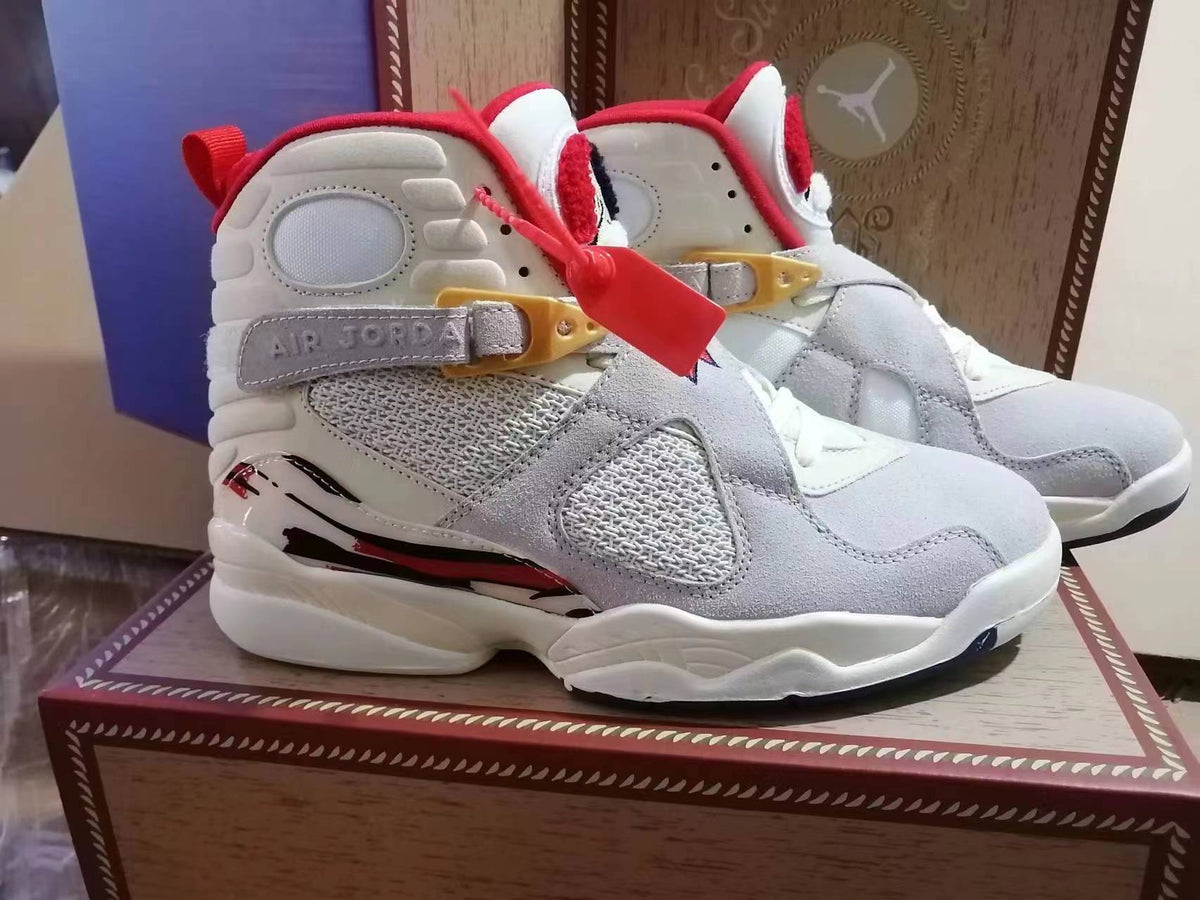 Jordan Air Jordan 8 White and Red High-Top Sneakers