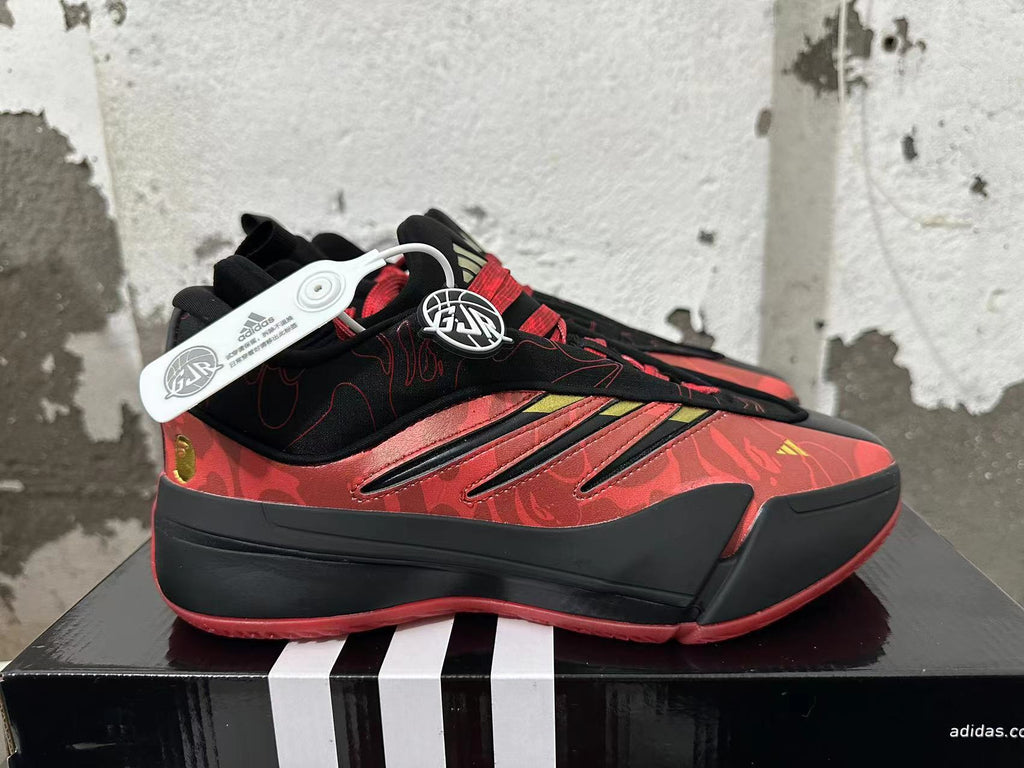 BAPE x adidas Basketball Shoes in Red and Black