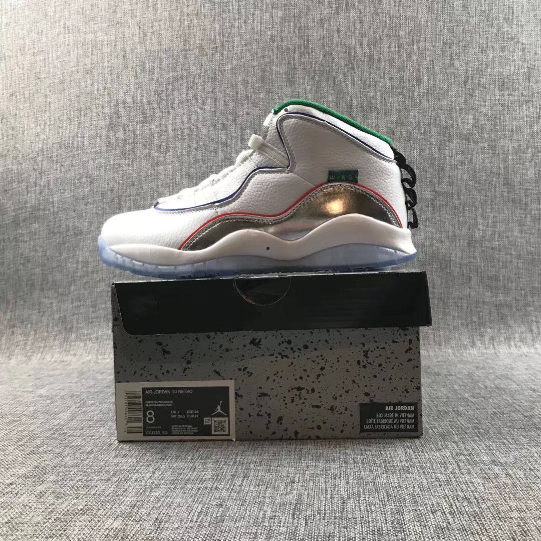 Air Jordan 10 Retro Wings White Multicolor Sneakers