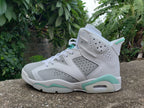 Jordan 6 High-Top Sneakers in White, Grey and Mint