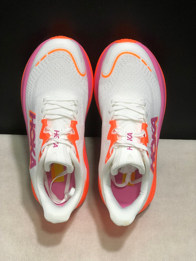 HOKA Skyward X Running Shoes – White, Orange & Pink