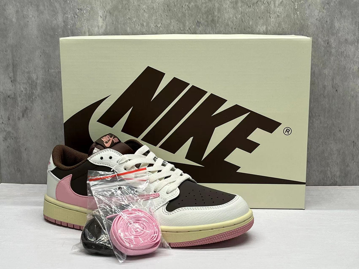 Jordan 1 Low Travis Scott Pink Brown Sneakers