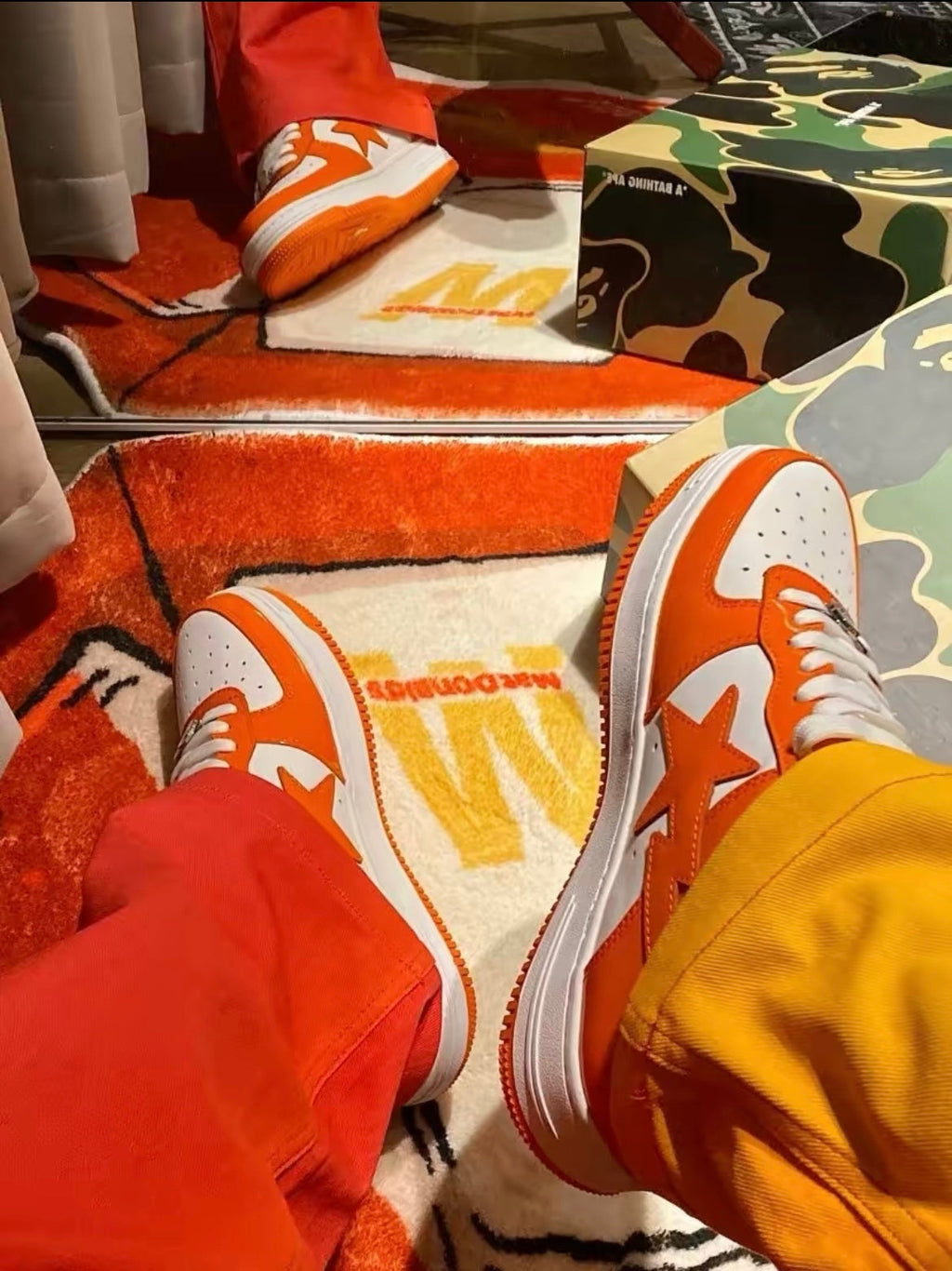 A Bathing Ape BAPE STA Low Sneakers White Orange
