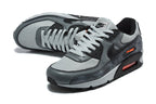 Nike Air Max 90 Sneakers, Grey and Black with Orange Accents