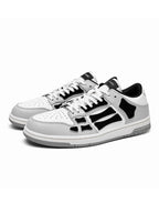 AMIRI Gray and White Low-Top Sneakers with Black Accents