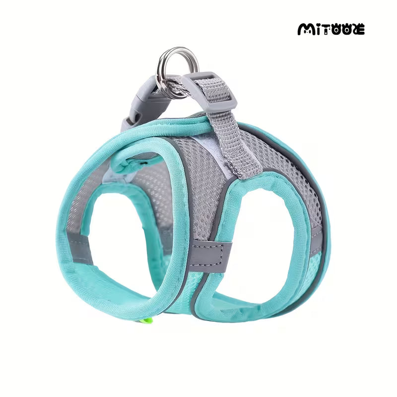 Escape-Proof Mesh Harness Vest for Small Dogs & Cats – Soft Breathable Reflective Adjustable Walking Jacket
