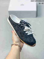 alo Sunset Mule Sneakers in Pink, Navy and Cream