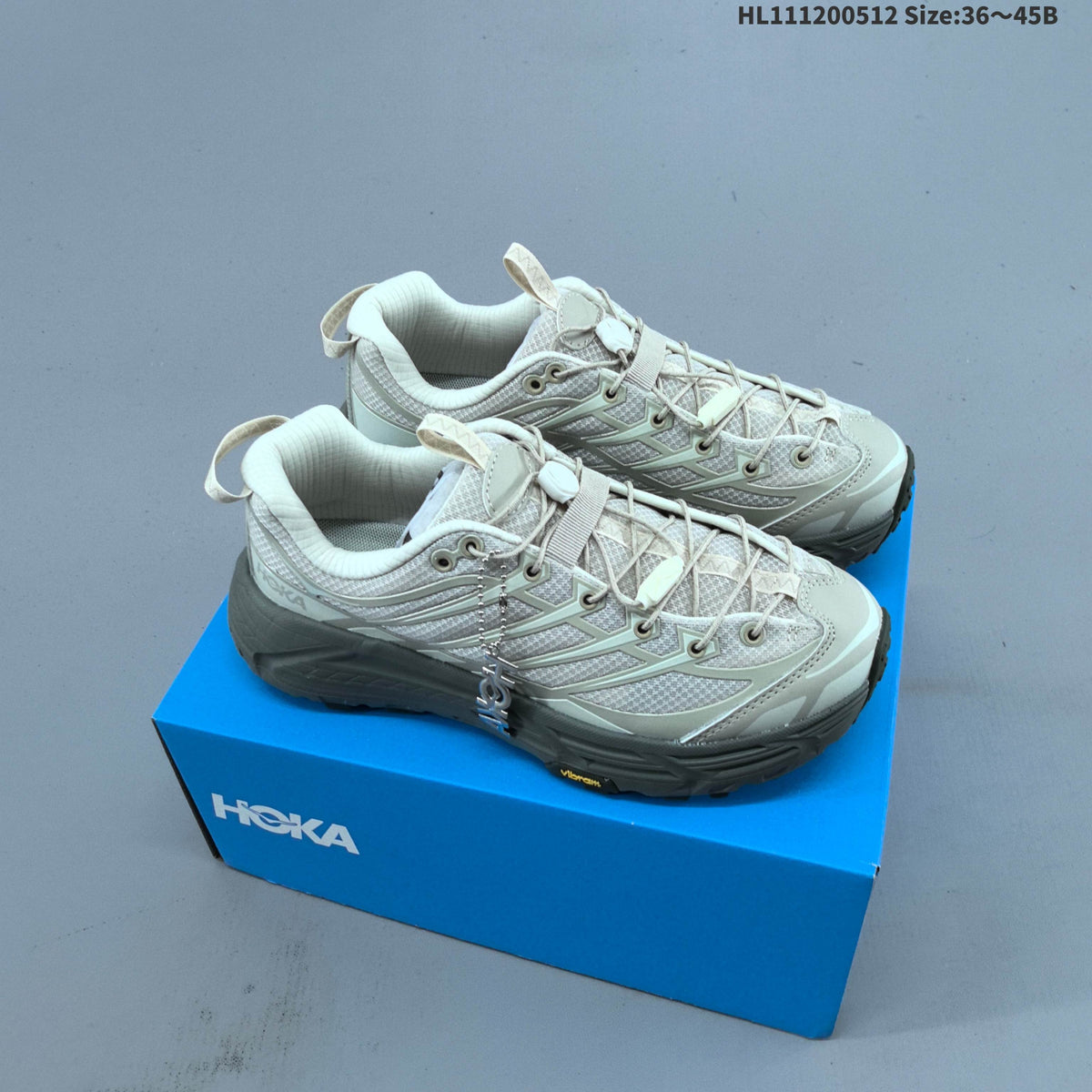 HOKA Mafate Three 2 Trail Running Shoes - Cream and Gray