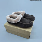 UGG Classic Mini Dipper Suede Slippers with Faux-Fur Trim