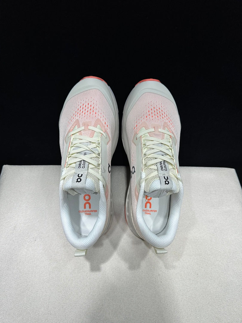 On Cloudsurfer Trail 2 Trail Running Shoes, Ivory and Coral