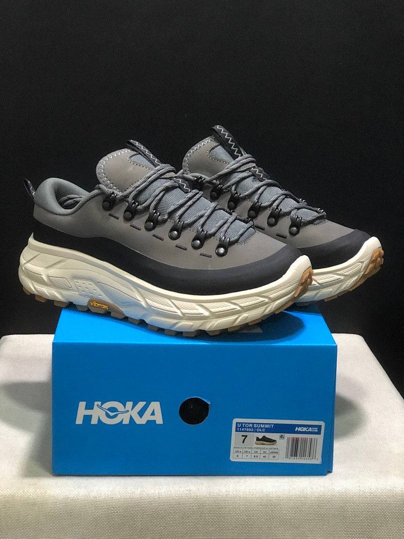 HOKA Tor Summit Trail Shoes in Gray and Black