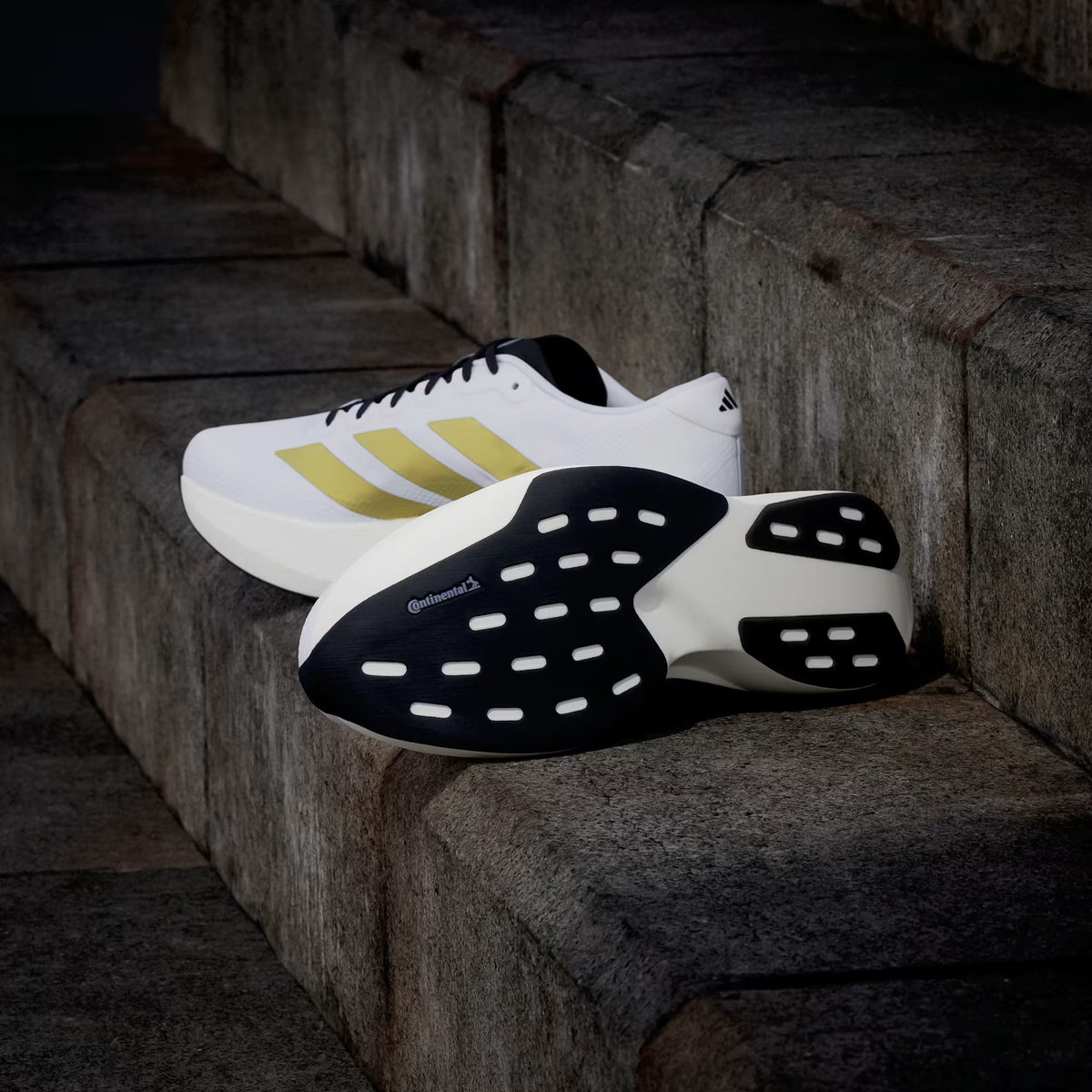 Men's Adidas Adizero Evo SL Woven - Cloud White/Matte Gold/Core Black