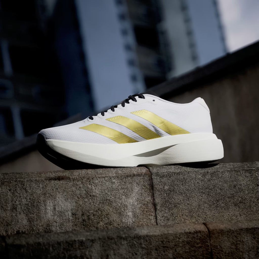 Men's Adidas Adizero Evo SL Woven - Cloud White/Matte Gold/Core Black
