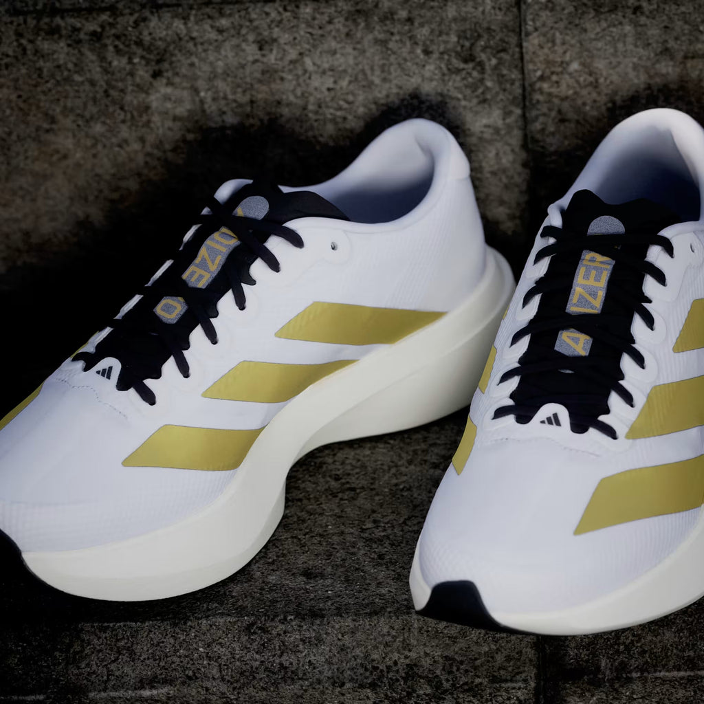 Men's Adidas Adizero Evo SL Woven - Cloud White/Matte Gold/Core Black