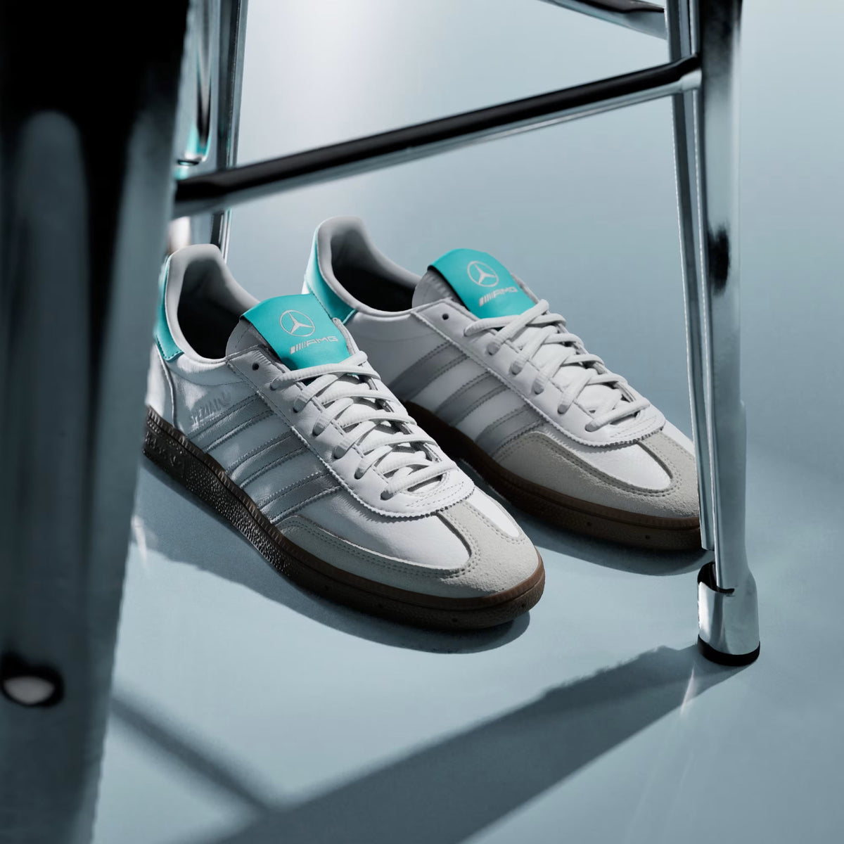 Men's Adidas Handball Spezial Mercedes - Cloud White / Silver Metallic