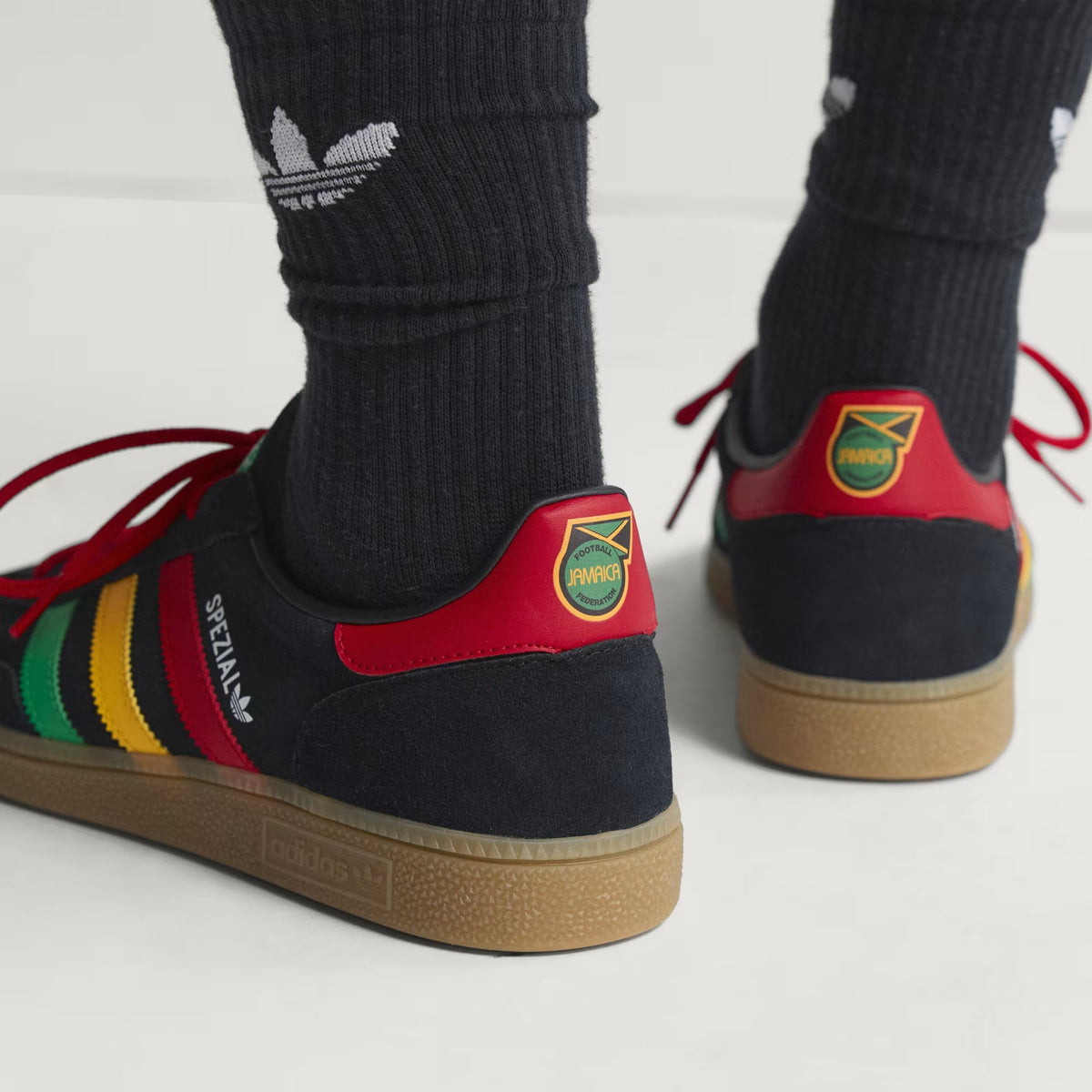 Men's Adidas Handball Spezial Jamaica - Core Black / Pure Ruby / Bold Gold