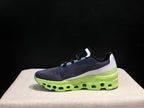 On Cloudmonster Running Shoes in Navy and Lime