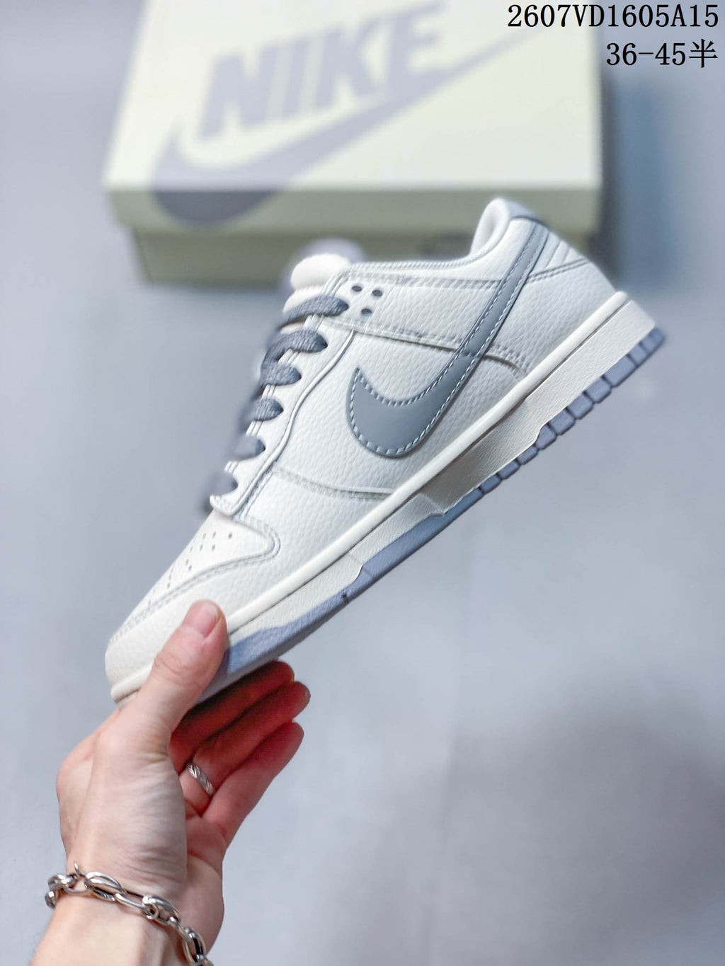 Nike SB Dunk Low Sneakers White Gray with Red Accents