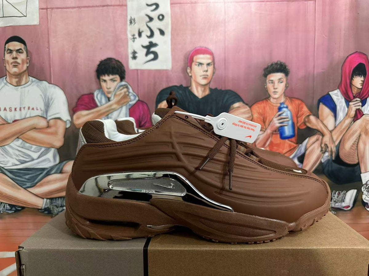 Brown Basketball Sneakers with Metallic Silver Accents